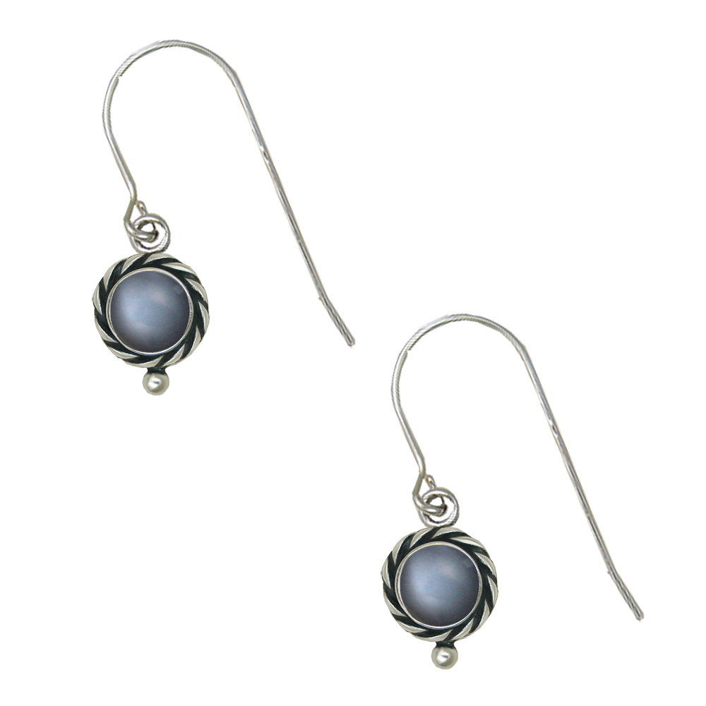 Sterling Silver Grey Moonstone Gemstone Drop Dangle Earrings